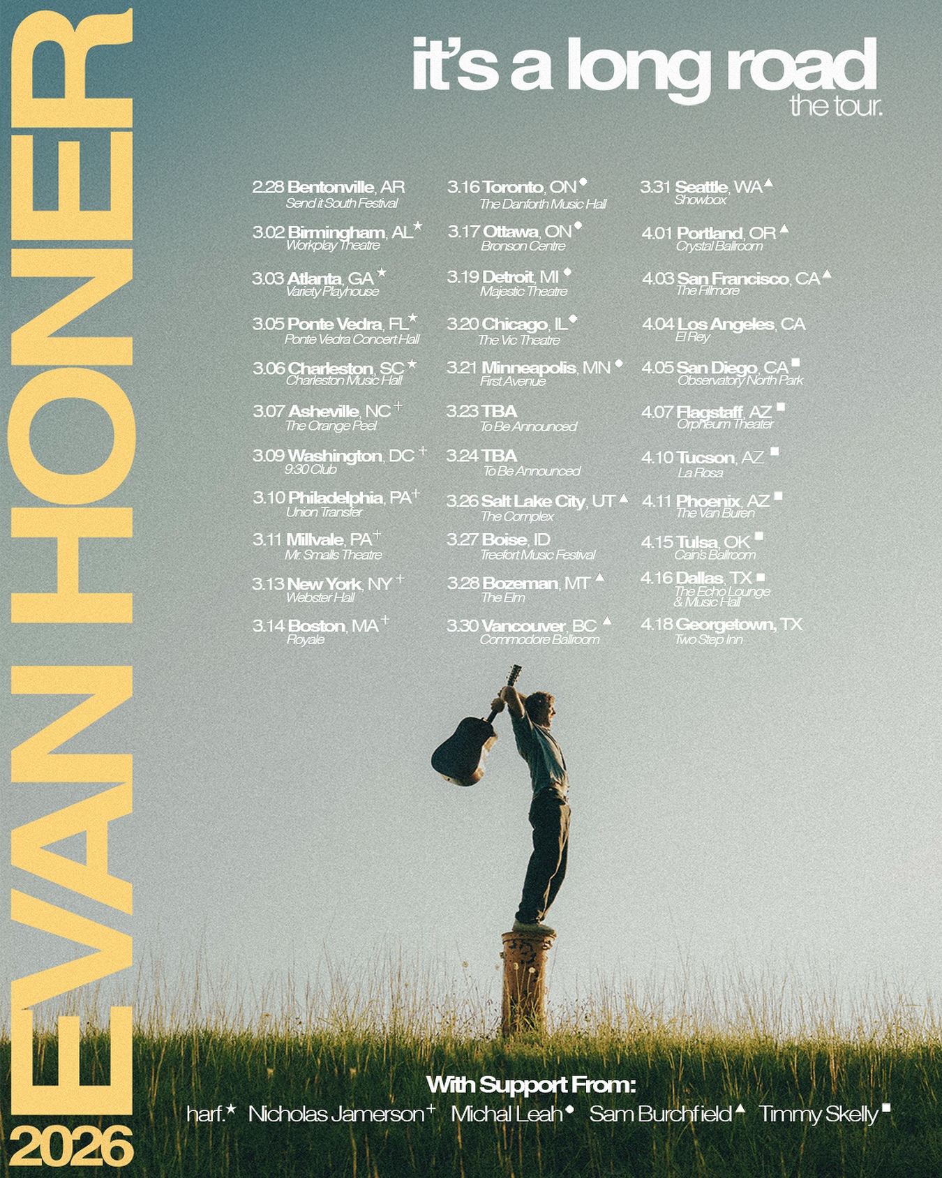 Evan Honer Tour Poster 2026